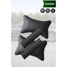 Fusion Uyumlu Deri Kemer Koruyucu Set Lüks Siyah Deri Yastık