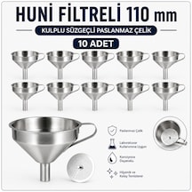 Huni Filtreli 110 Mm - Kulplu Süzgeçli Paslanmaz Çelik 10 Adet