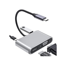 Type-c Hdmi Vga Usb 3.0 Type 4in1 Video Dönüştürücü Veri Aktarıcı Usb Adaptör Notebook Ve Macbo