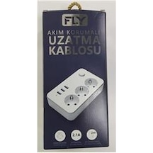 Fly 3406-01 3lü Anahtarlı 2.1a 3usb Şarj Çıkışı 2mt Anahtarlı Akım Korumalı Priz Çocuk Koruması