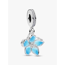 Mavi Çiçek Sallantılı Charm Gümüş