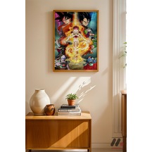 Dragon Ball Goku Ve Vegeta Poster, Ahşap Çerçeveli Duvar Tablosu - Anime Severlere Özel Hediye