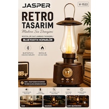 Jasper Jpr-1522 Retro Bluetooth Hoparlör Nostaljik Gaz Lambası Tasarımlı Led Alev Işığı 57mm 5w