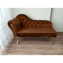 Dekoratif Bihter Koltuk Josefin Puf 110 Cm Gold Ayak Kahve