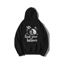 Brz Collection Unisex Oversize Find Your Balance Hoodie-siyah Siyah