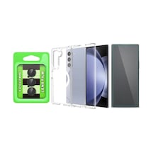 Vendas Galaxy Uyumlu Z Fold 6 Kılıf M-safe Şarj Özellikli Şeffaf Sert Pc Zore Embos Kapak + Kamera Lens + Nano Ekran Koruyucu Şeffaf