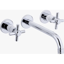 İsaoğlu Yapı Ankastre Lavabo Bataryası Duvardan Vintage Armatür Silver Gümüş Renk Gümüş