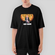 Nirvana Kurt Cobain Guitar Angel Oversize Siyah Tişört Siyah