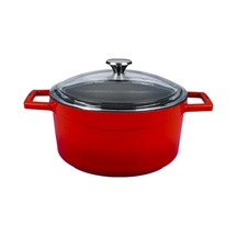 Lava Döküm Yuvarlak Tencere Cam Kapaklı Glaze 24 CM