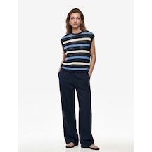 Koton Keten Görünümlü Cepli Straight Fit Düz Paça Pantolon Lacivert 6sak40250ew Lacivert - Mavi