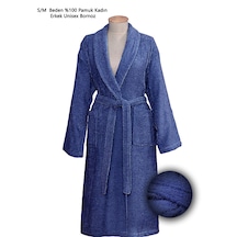 %100 Pamuk Unisex Bornoz Lacivert