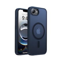İphone 17e İle Uyumlu Ekran Koruyuculu Kılıf Magsafe İle Uyumlu Sarj Destekli Kamera Çıkıntılı Mat Kapak - Lacivert