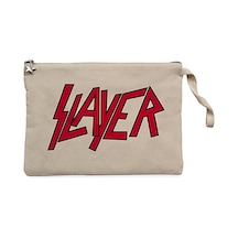 Slayer Logo Classic Krem Clutch Astarlı Cüzdan / El Çantası Krem