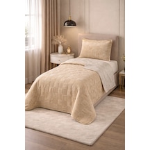 Goldroom Home Ranya Kadife Nakışlı Tek Kişilik Yatak Örtüsü Gold