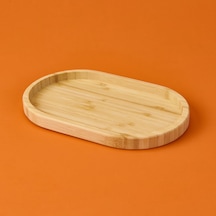 Mienn Bambu Oval Sunumluk - Açık Kahverengi - 25x5 Cm Çok Renkli