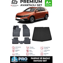 S-dizayn Fiat Egea Cross 3d Pro Havuzlu Paspas Ve Bagaj Havuzu Seti 2'li Set 2020 Üzeri A+ Kalite
