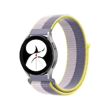 Newface Samsung Galaxy Watch 4 Hasırlı Cırtcırtlı Kordon - Gri-beyaz
