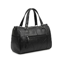 Levano Leather Kadın %100 Hakiki Deri Siyah Çok Gözlü Çapraz Ve Omuz Çantası 32x22 Cm Siyah