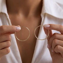 14k Altın Halka Küpe 1,2 Mm 3.8 Cm Gizli Kilit T14299 Renkli