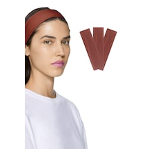 3lü Saç Bandı Pamuk Kadın Bandana Likra Spor Kafa Bandı Kahve