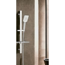 T-may Belen Kare Borulu Hareketli Sürgülü Duş Seti Üst Takımı Krom