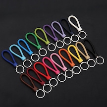 Sones Dokuma Deri Kordon Anahtarlık Araba Kolye Deri Anahtarlık Baotou Küçük Yuvarlak Parça İle Kırmızı