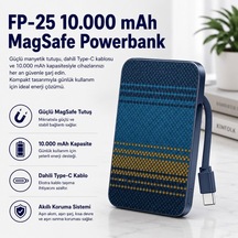 Fp-25 10.000 Mah Dahili Magsafe Type-c Kablolu Powerbank Karbon Desenli Taşınabilir Şarj Cihazı-1660 BEYAZ