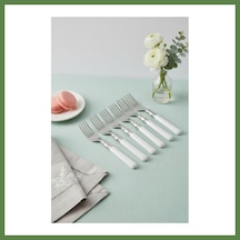 Bezos 6 Lı Paslanmaz Çelik Soft Beyaz Yemek Çatalı Seti Hb006