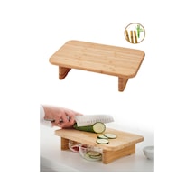 Nishev Stolthet Ayaklı Kesme Tahtası Bambu Sunum Tahtası - 35x22 Cm Bambu