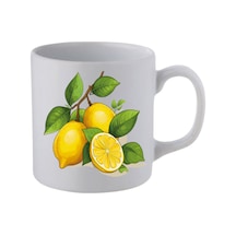 Limon Baskılı Beyaz Kupa Bardak- Seramik Çay, Kahve Hediyelik Bardağı
