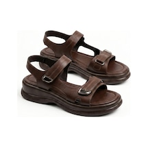 Giamgia Store Kadın Kahvrengi Kalın Taban Günlük Yazlık Sandalet-2359 Kahverengi