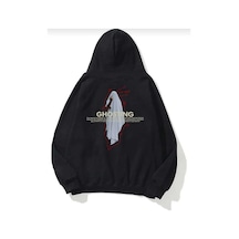 Hunors Sportswear & Company Ghostıng Baskılı Unisex Model Pamuklu Kapüşonlu Sweatshirt SIYAH