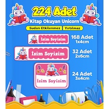 Unicorn Temalı Okul Kreş Kişiye Özel İsim Etiket Seti - Model 166 Çok Renkli