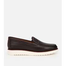 Hotiç Erkek Deri Kahverengi Delikli Hafif Tabanlı Klasik Loafer
