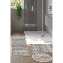 Dekoreko Kaymaz Taban Djt 3 Lü Banyo Paspas Takımı Trend Karışık Iskandinav F5087 gri
