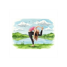 Doğa İle Yoga Desenli Ahşap Tablo