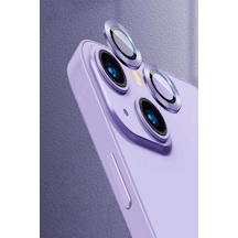 Apple Uyumlu iPhone 13 Alüminyum Alaşım Temperli Cam Kamera Lens Koruyucu - Lila