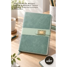 1 Adet Çizgili Deri Hatıra Defteri Termo Deri Kapak, Mıknatıslı Kapatma Ve Metal Motif, Tarihsiz A5 Ajanda Notebook Promosyon Altın