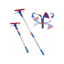 Teleskopik Hareketli Çekçekli Cam Silme Aparatı Mavi - Kırmızı