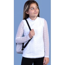 Toontoy Kids Toontoy Kız Çocuk Önü Dantelli Okul Tişört 16676 Beyaz