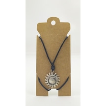 Unisex Koton İp Askılı Ve Gümüş Antik Kaplamalı Tribal Kolye - Kgkk-35 Çok REnkli