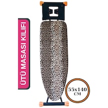 Ütü Masası Kılıfı Büyük Boy İpli Stoperli Keçeli Kılıfı Örtüsü Bezi 55x140cm Leopar Karışık/Çok Renkli