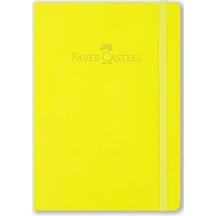 A6 80 Yaprak Çizgisiz Suni Deri Kapak Lastikli Fosforlu Sarı Defter Fosforlu Sarı