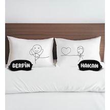 Bk Gift Kişiye Özel Sevgili Tasarımlı Pamuklu Yastık Kılıfı Ve Göz Bandı Çift Uyku Seti-4, Tasarım Ev Tekstili, Uyku Bandı, Ev Hediyesi