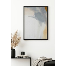 Doğal Ahşap Çerçeveli Soyut Desenli Tablo - Pastel Tonlar Huhu1329