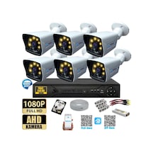 6 Kameralı Gece Renkli 5mp Lensli 1080p Fullhd Kamera Seti -