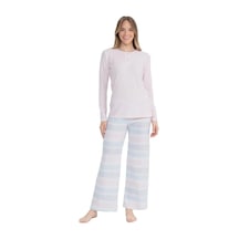 U.S. Polo Assn. U.s Polo Assn. 17096 Kadın Delikli Polar Waffle Kumaş Uzun Kollu Geniş Paça Pijama Takım-pembe Pembe