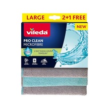 Vileda Pro Clean Aktif Enzimli Mikrofiber Temizlik Bezi, 3 Lü Paket Açık Bej
