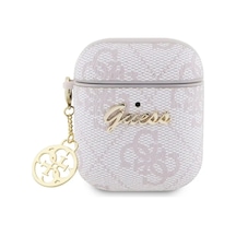 Guess Airpods Uyumlu 1 Ve 2 İçin Askılı Pu Deri Eko Deri Kılıf 166134736 Pembe