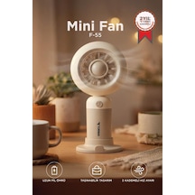 Şarjlı El Vantilatörü Telefon Standlı 3 Kademeli Masaüstü Taşınabilir Fan F55 Krem